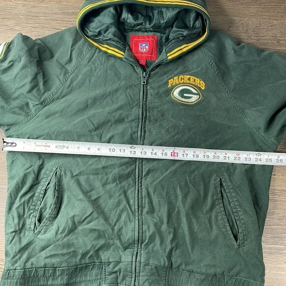 NFL Vintage Mens Green Bay Packers Hooded Zip Up Jacket, size large